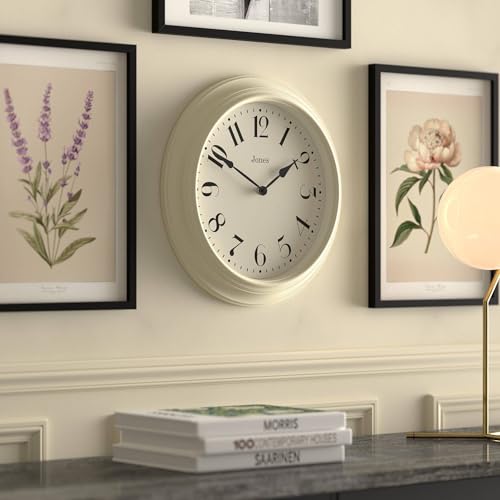 JONES CLOCKS® Fenchurch wall Clock | Large Classic Clock | 16" | Cream - color: Cream