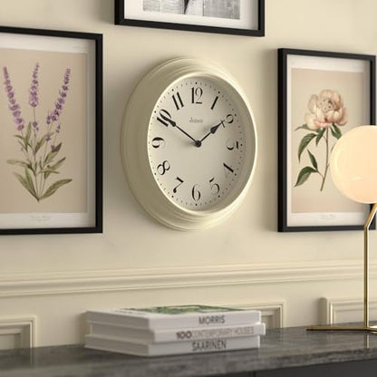 JONES CLOCKS® Fenchurch wall Clock | Large Classic Clock | 16" | Cream - color: Cream