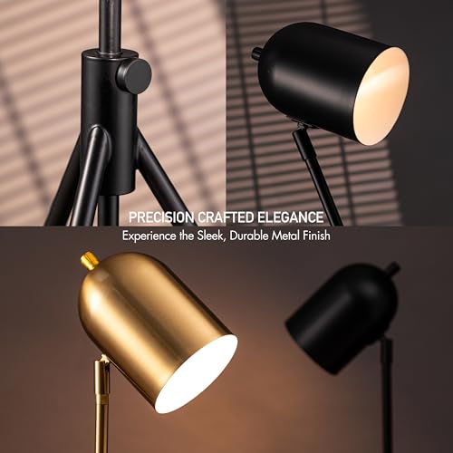 O'Bright Helios - Adjustable Tripod LED Floor Lamp, Dimmable, Swivel Head, Perfect for Reading and Task Lighting, Black - color: Black