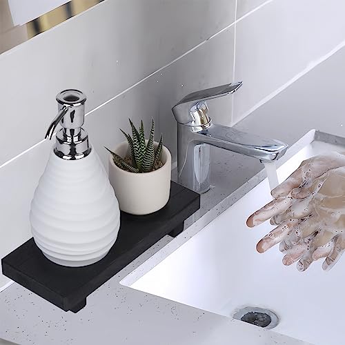 Wood Bathroom Tray Farmhouse Decor Kitchen Soap Holder, 8.7" x 3.6" Black - color: Black, size: 8.7" x 3.6" x 1.6"
