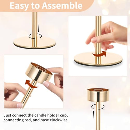 NUPTIO Hurricane Candle Holder for Candlestick, 6 Pcs Gold Candle Holders - color: Gold - Clear, size: 6pcs
