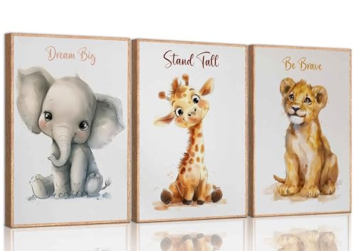 HLEOXPY 3 Pcs Safari Nursery Canvas Wall Art 16x24in Unframed - color: Animal-Poster, size: 16x24in