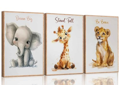 HLEOXPY 3 Pcs Safari Nursery Canvas Wall Art 16x24in Unframed - color: Animal-Poster, size: 16x24in