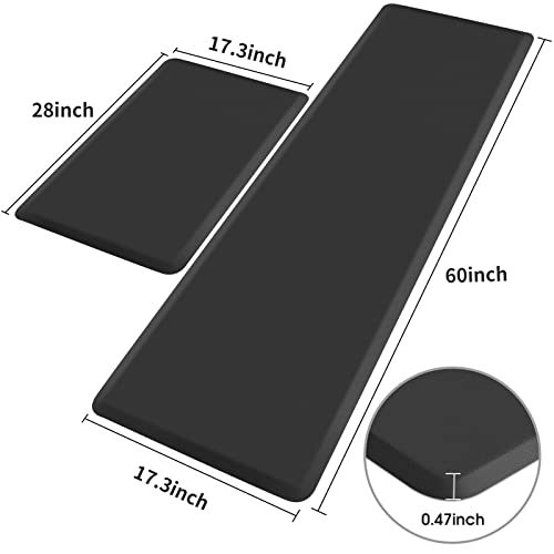 HappyTrends Kitchen Mat,17.3"x28"+17.3"x60" Black, Cushioned Comfort - color: Black, size: 17.3"x28"+17.3"x60"
