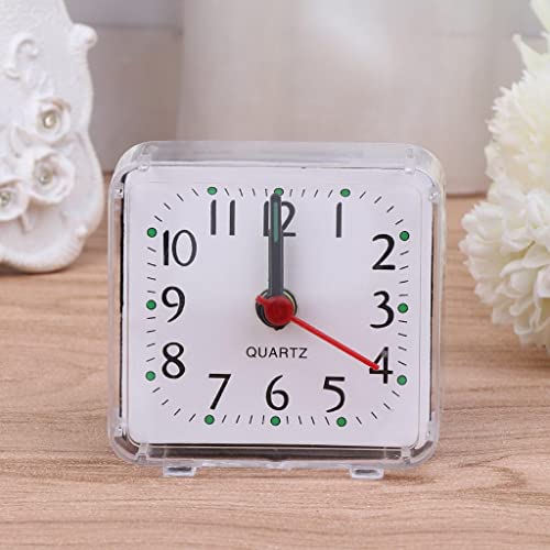 Transparent Mini Square Alarm Clock, Silent, Digital, for Desk, Table, Bedroom, Large Display for Elderly, Home Decor