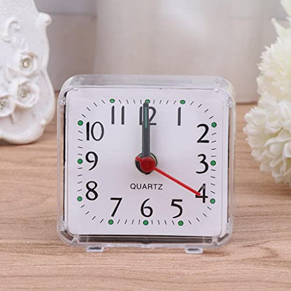 Transparent Mini Square Alarm Clock, Silent, Digital, for Desk, Table, Bedroom, Large Display for Elderly, Home Decor