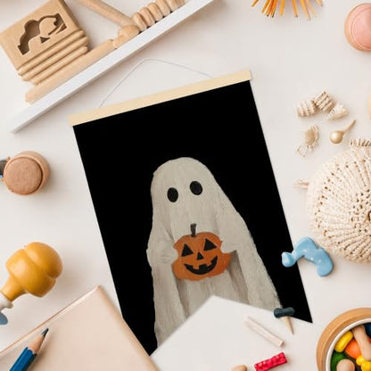 LARNDUMAMA Halloween Ghost Pumpkins Wall Art Canvas Banner Poster, 12x16 In - color: ghost2