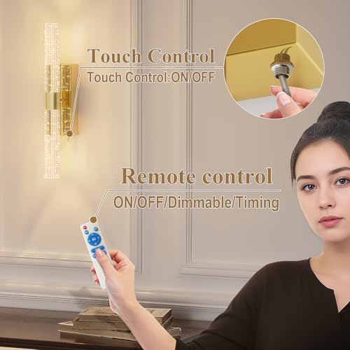 camuucci Battery Operated Wall Sconces Set of 2, Rechargeable Wall Lights - color: Gold, size: 15.3 Inches