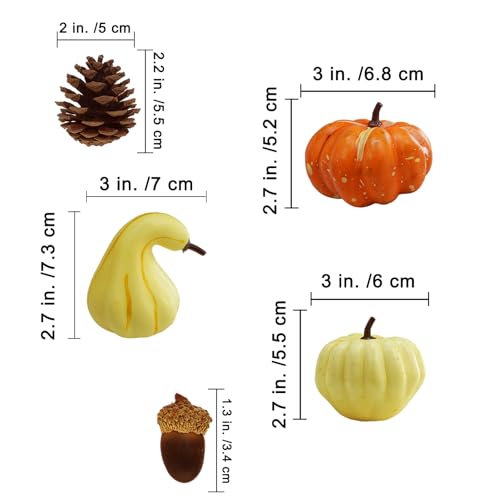Winlyn 46 Pcs Assorted Small Artificial Pumpkins and Gourds with Acorns Pinecones Maple Leaves Fall Harvest Decor Set for Autumn Party Table Centerpiece Thanksgiving Halloween Wreaths Vase Bowl Filler