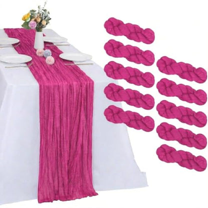 10 Pack Hot Pink Cheesecloth Table Runner 17 x 108 Inch - color: Hot Pink, size: 10Pcs - 9 Ft