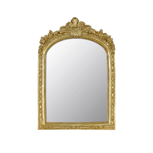 Small Decorative Arched Mirror, Gold Resin Frame, 6.8 x 10 inches, Wall Mounted or Tabletop (Gold, 6.8 X 10 inches) - color: Gold