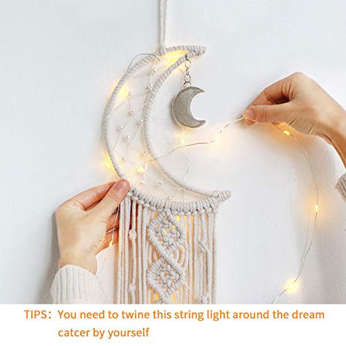 Dremisland Boho Macrame Wall Hanging Moon Dream Catcher Bedroom Door Decor