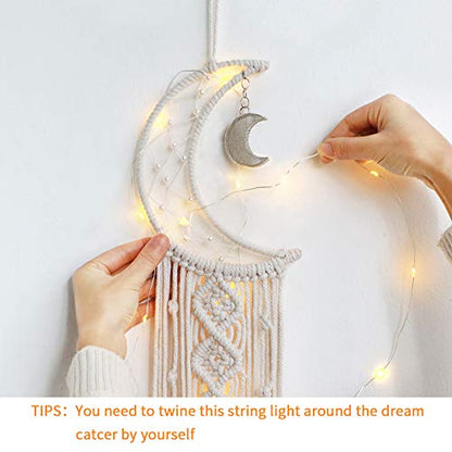 Dremisland Boho Macrame Wall Hanging Moon Dream Catcher Bedroom Door Decor