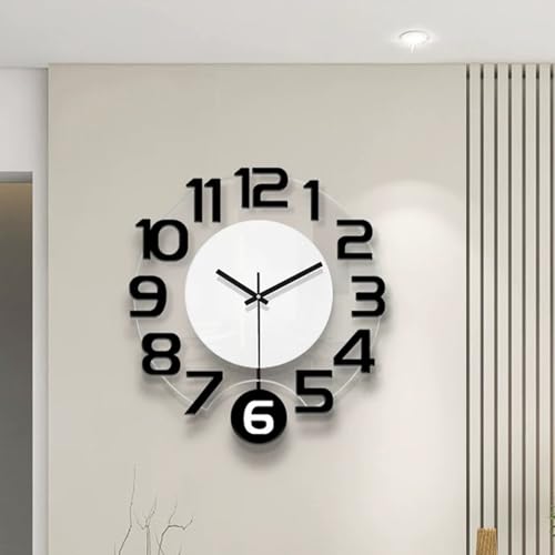 3D Numbers Modern Wall Clock with Pendulum, Silent Non-Ticking Battery Operated Decorative Wall Clock for Living Room Bedroom Kitchen Office