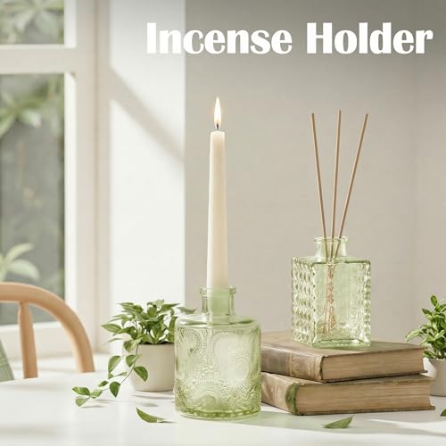 Glass Bud Vases in Bulk Small Mini Green Vase for Flowers 17pc - color: Green