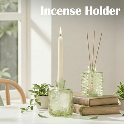Glass Bud Vases in Bulk Small Mini Green Vase for Flowers 17pc - color: Green