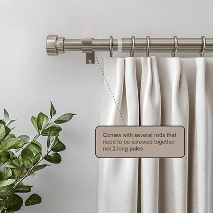 Lootkell 2 Pack Brushed Nickel Curtain Rods for Windows 28-48 Adjustable - color: Brushed Nickel, size: 16"-60"|2 Pack