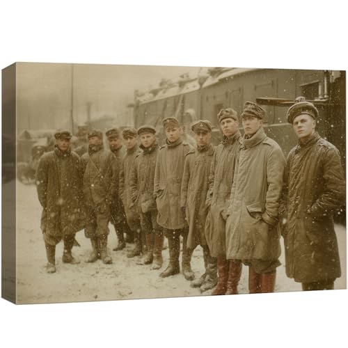 wall26 Canvas Print Wall Art Vintage WWI Soldiers in the Snow Sepia Tone Historical Military Digital Art Realism Rustic Scenic Nature Photography Colorful for Living Room, Bedroom, Office - 12"x18" - color: A25-2605-M19, size: 18"L x 12"W