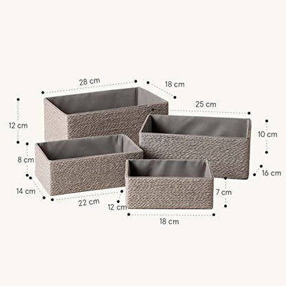 LA JOLIE MUSE Bathroom Basket Organizers, Paper Rope Storage, Grey 4 Pack - color: Gray