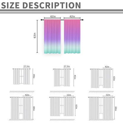 Pink Purple Curtains, Ombre, 2 Panels, 42" W x 63" L, Rod Pocket - color: Purple Pink, size: 42"W x 63"L (Pack of 2)