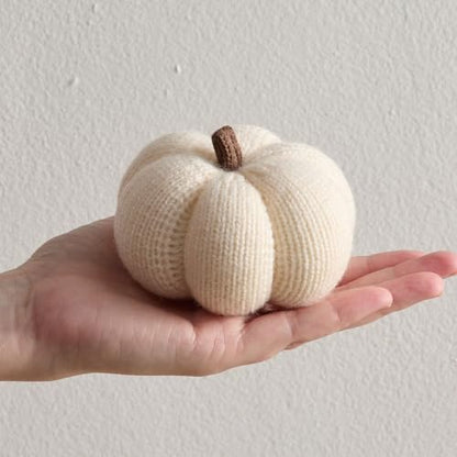 Set of 3 Multi-size Cozy Knit Pumpkins (Granite Large Multi-size set) - color: Granite Large Multi-size