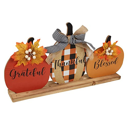 esur Fall Decorations for Home, Rustic Fall Tabletop Counter Decor, Thanksgiving Decor Gifts - Thankful Grateful Blessed
