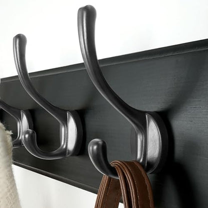 Dseap Coat Rack Wall: 38-1/4" Long, Patented, Heavy-Duty, 10-Double-Hooks Wooden Wall Mounted Coat Rack Coat Hanger Hook Rail for Winter Coats Hat Jacket Clothing, Black - color: Black, size: L=38.3"(1pcs)