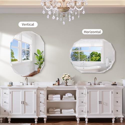 GLASHOM Frameless Mirrors for Bathroom 30x40 inch - size: 30"L x 40"W
