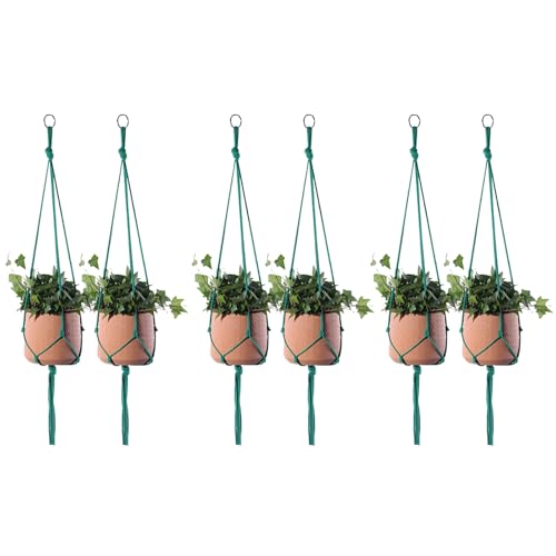 ELANE 6PCS Macrame Plant Hanger Indoor Hanging Planter Basket Decorative Tassels Flower Pot Holder for Indoor Outdoor Home Decor(6Pcs Green) - size: 6Pcs green