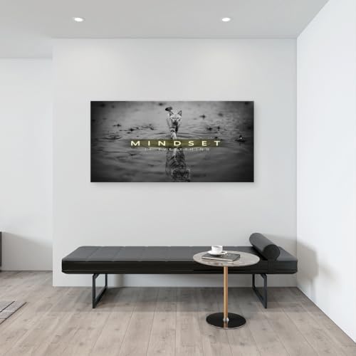 Baisuwallart Cat Tiger Reflection Canvas Wall Art Mindset Motivation Poster - color: Black, size: 58"L x 29"W