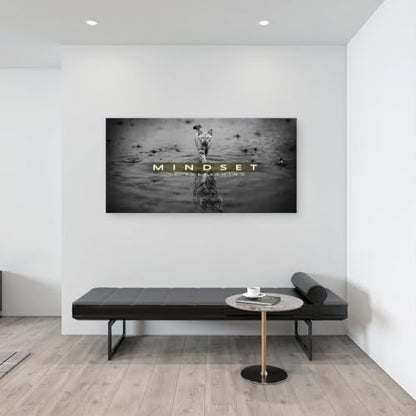 Baisuwallart Cat Tiger Reflection Canvas Wall Art Mindset Motivation Poster - color: Black, size: 58"L x 29"W
