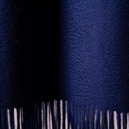 CUDDLE DREAMS Premium Cashmere Throw Blanket with Fringe (Navy) - color: Navy