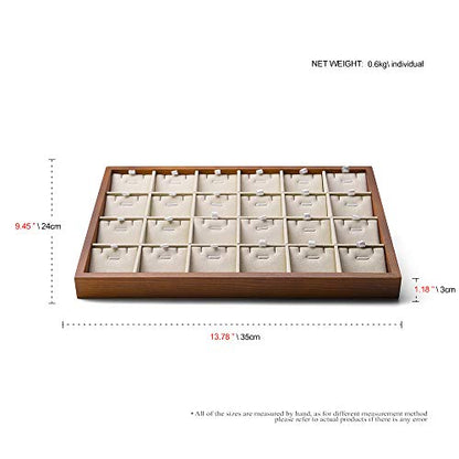 Oirlv Wooden Jewelry Tray,Jewelry Drawer Organizer,Necklace Display Tray - color: Creamy-white 24 grid necklace/pendant jewelry tray