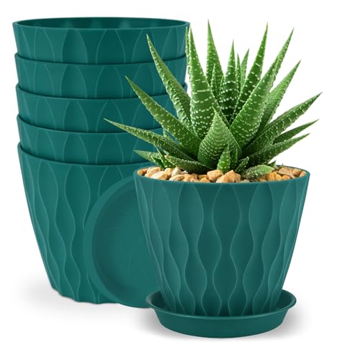 YNNICO 6 inch 6 Pack Plant Pots for Indoor Tray Saucers,Blue - color: Blue, size: 6 inch-6 pack