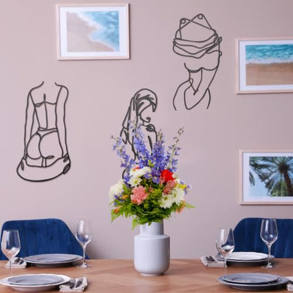 Lounsweer 3 Pcs Modern Minimalist Wall Decor Abstract Line Art Woman Body Wall Decor Modern Single Line Metal Wall Art for Bedroom Living Room Kitchen Bathroom