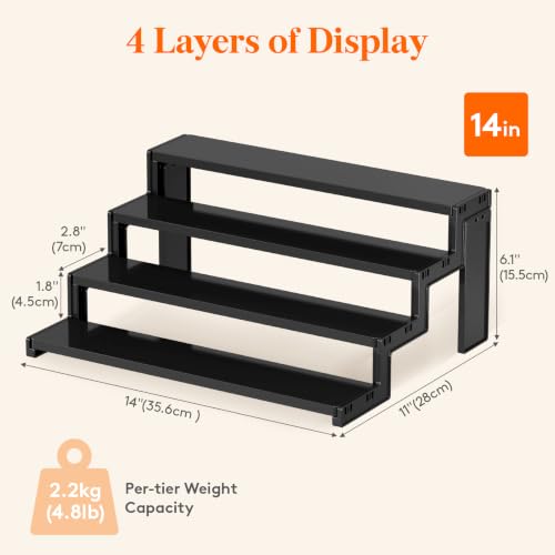 Lifewit 14″ Spice Rack, Perfume Cologne Stand, Tool-Free Assembly, 1 Pcs - color: Black, size: 14″4-Tier,1 pc
