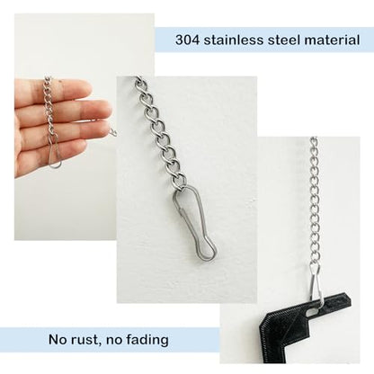 10 Pcs 20 Inch Stained Glass Window Hanging Chain - Silver 304 Stainless Steel, Window Art Decor, Patio Garden Outdoor Decorative Hanging Glass Panels Chains