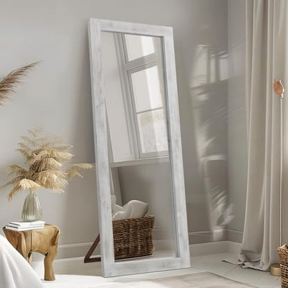 MELOMOIR Farmhouse Full Length Mirror Wood Frame 56"x21", Weathering White - color: Weathering White, size: 56"L x 21"W
