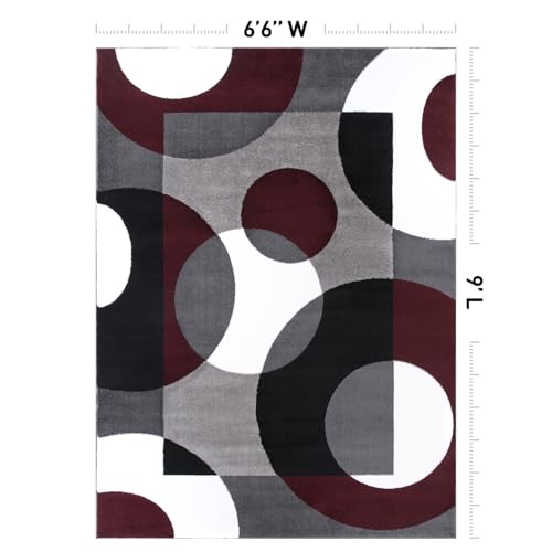 Rugshop Circle Design Modern Abstract Geometric Area Rug Burgundy 6'6" x 9' - size: 6'7" x 9' (Rectangular)