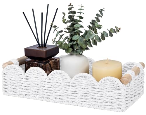 CubesLand Toilet Paper Storage Basket Organizer, Small Wicker Decor Basket - color: White, size: s - 12.99 X 6.3 X 3.15in