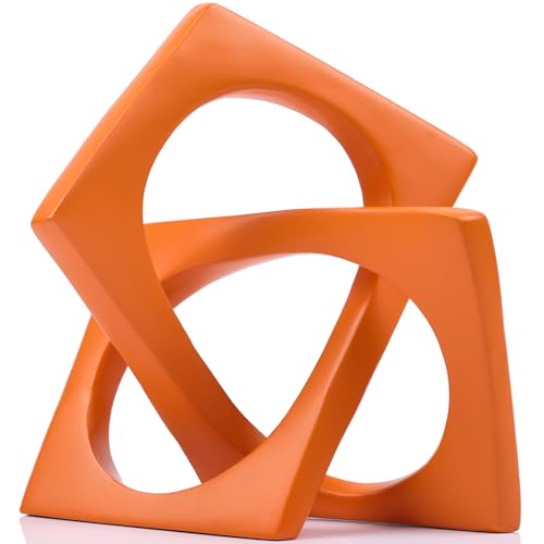 LCCCK Modern Geometric Sculpture Orange Knot Statue Decor, Home Orange Bookcase Centerpiece Jax Decorative, Geometric Tabletop Sculpture and Figurines, for Home Decor Accent Cube Decorative Ornaments - color: Orange