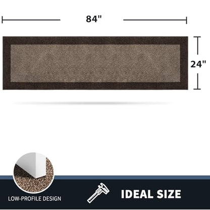 PURRUGS Hallway Runner Rug, 24" x 84", Grayish Brown & Coffee - color: Grayish Brown & Coffee, size: 24" X 84"