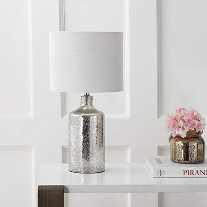 Safavieh Lighting Collection Danaris Silver/ Ivory 19-inch Bedroom Living Room Home Office Desk Nightstand Table Lamp (LED Bulb Included)