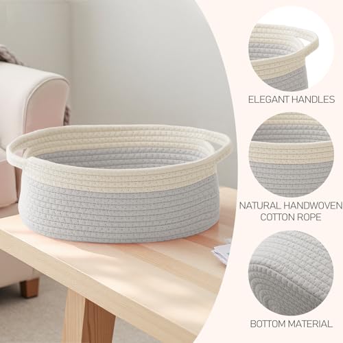JMvicyroam Small Woven Basket, Empty Gift Basket, White&Grey/1 Pack - color: White&Grey, size: 1 Pack