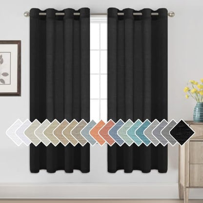 H.VERSAILTEX Black Linen Sheer Curtains 72" 2 Panels Grommet - color: Black, size: 52"W x 72"L (Pack of 2)