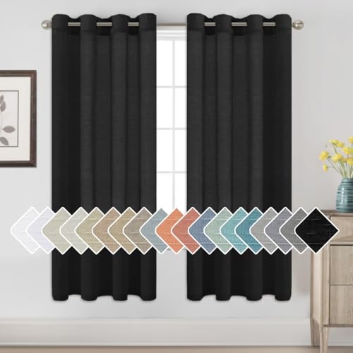 H.VERSAILTEX Black Linen Sheer Curtains 72" 2 Panels Grommet - color: Black, size: 52"W x 72"L (Pack of 2)