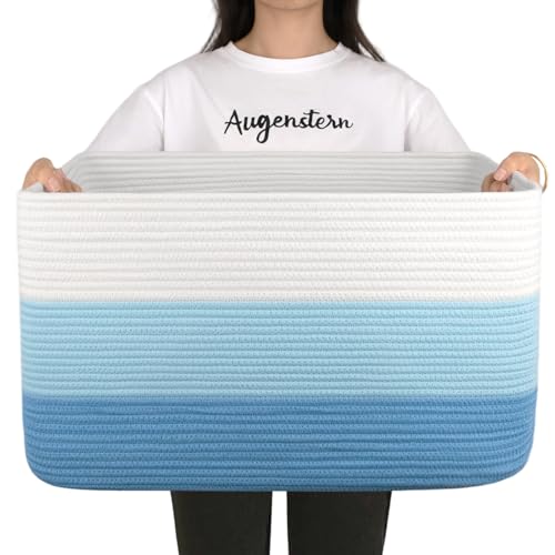 OIAHOMY Blanket Basket Laundry Basket Dog Toy Basket 75L Light Blue - color: Gradient Light Blue, size: 22”x17”x12”