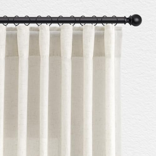 Jowels 천연 리넨 커튼 243.8cm(96인치) 길이 거실용 패널 2개 - color: 천연, size: 50"W x 96"L (Pack of 2)