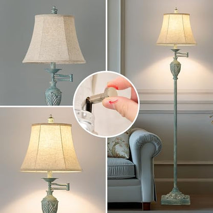 Traditional Floor Lamp with 350° Swing Arm,Including Bulb,Antique Green - color: Antique Green