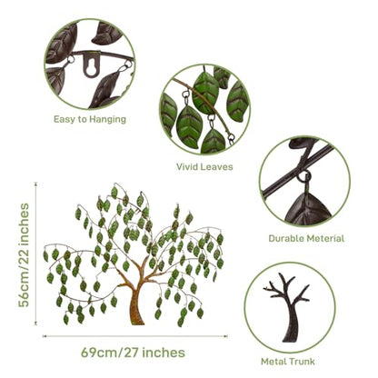 VEWOSTAR Leaf Metal Wall Art 22”W*27”H Tree of Life Wall Art for Room - color: Leaf